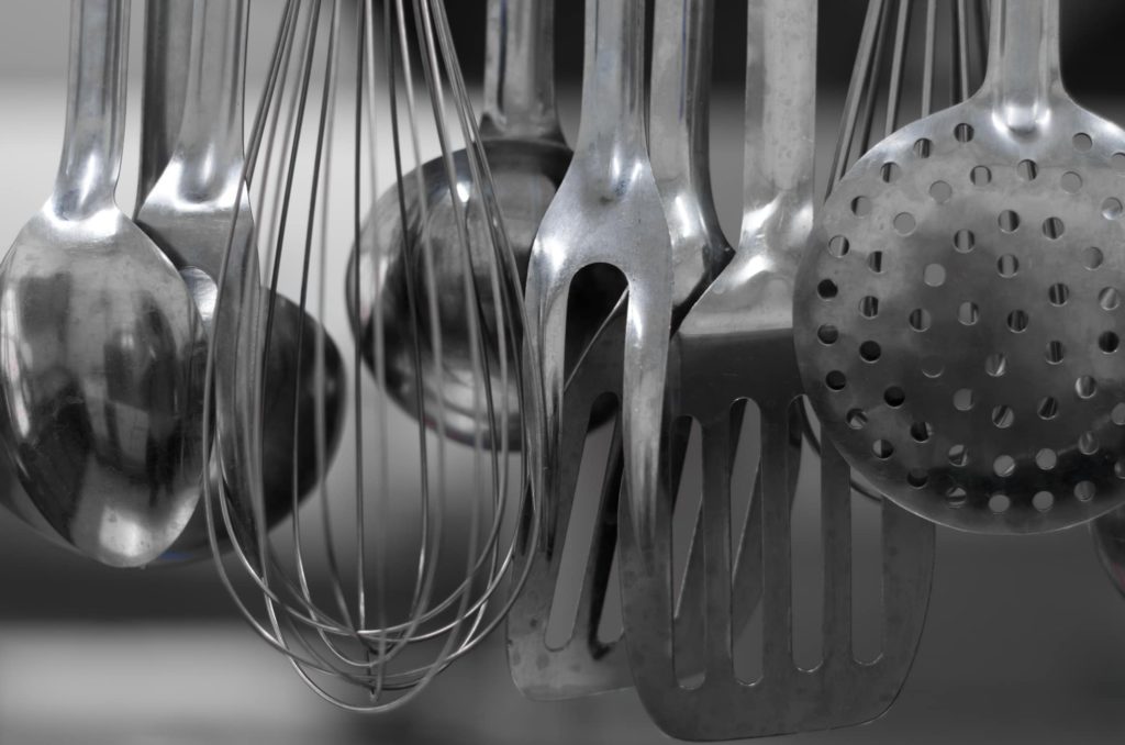 kit de utensílios em aço inox